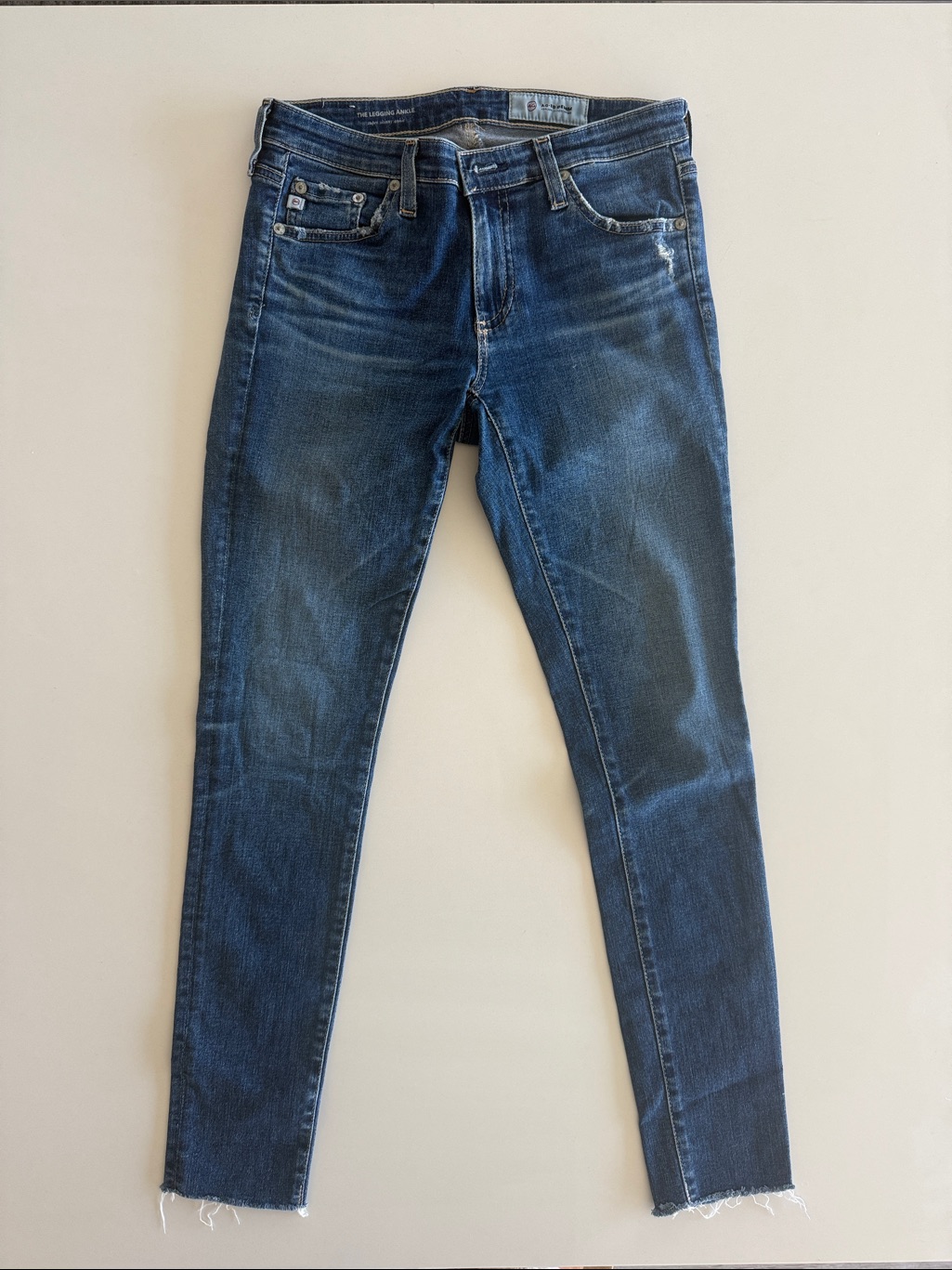 Ag Denim The Legging Ankle Jeans, Size 26. Frayed Ankle